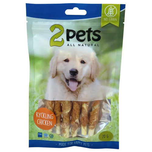 2pets Tuggpinne m kycklingfilé 12cm 6-pack, 70g