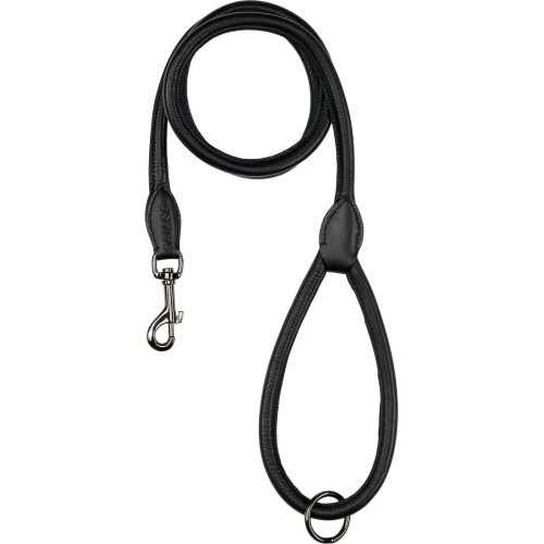 CATAGO Leather Round Dog Leash, Black, 1,5 m