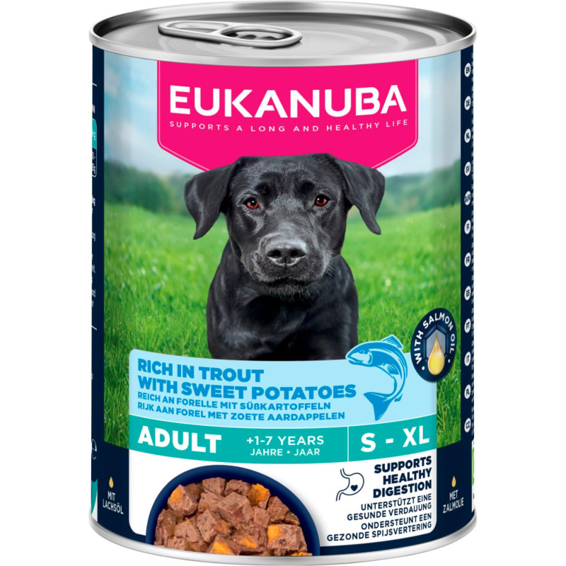 Blötmat för vuxen hund, öring med sötpotatis 400g