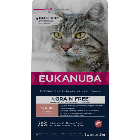 Eukanuba Katt Senior Spannmålsfri med lax 2 kg