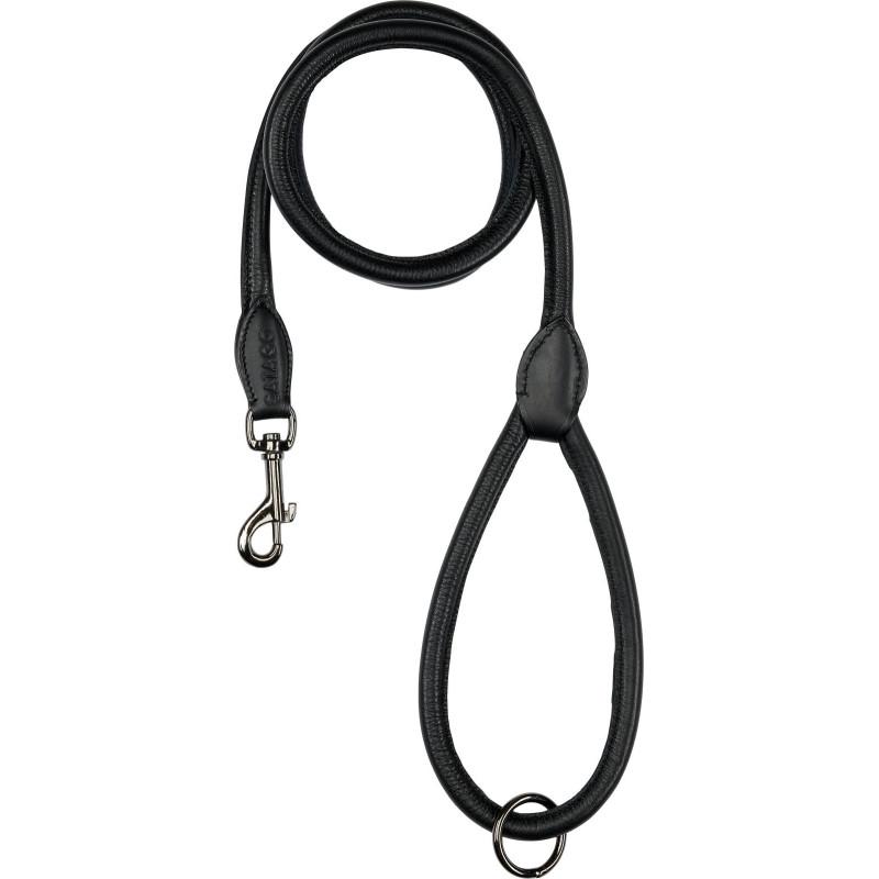 CATAGO Leather Round Dog Leash, Black, 1,5 m,